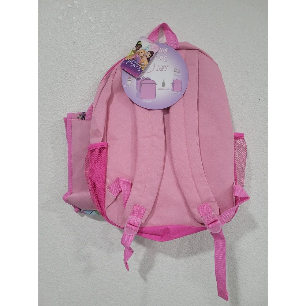 Disney Princess 2PC Backpack Set School Bag Ariel Belle Mulan Lunch Bag Charm #2